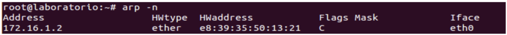 Figure 1.2-5 ARP Table of H1 (H2 pings H1)